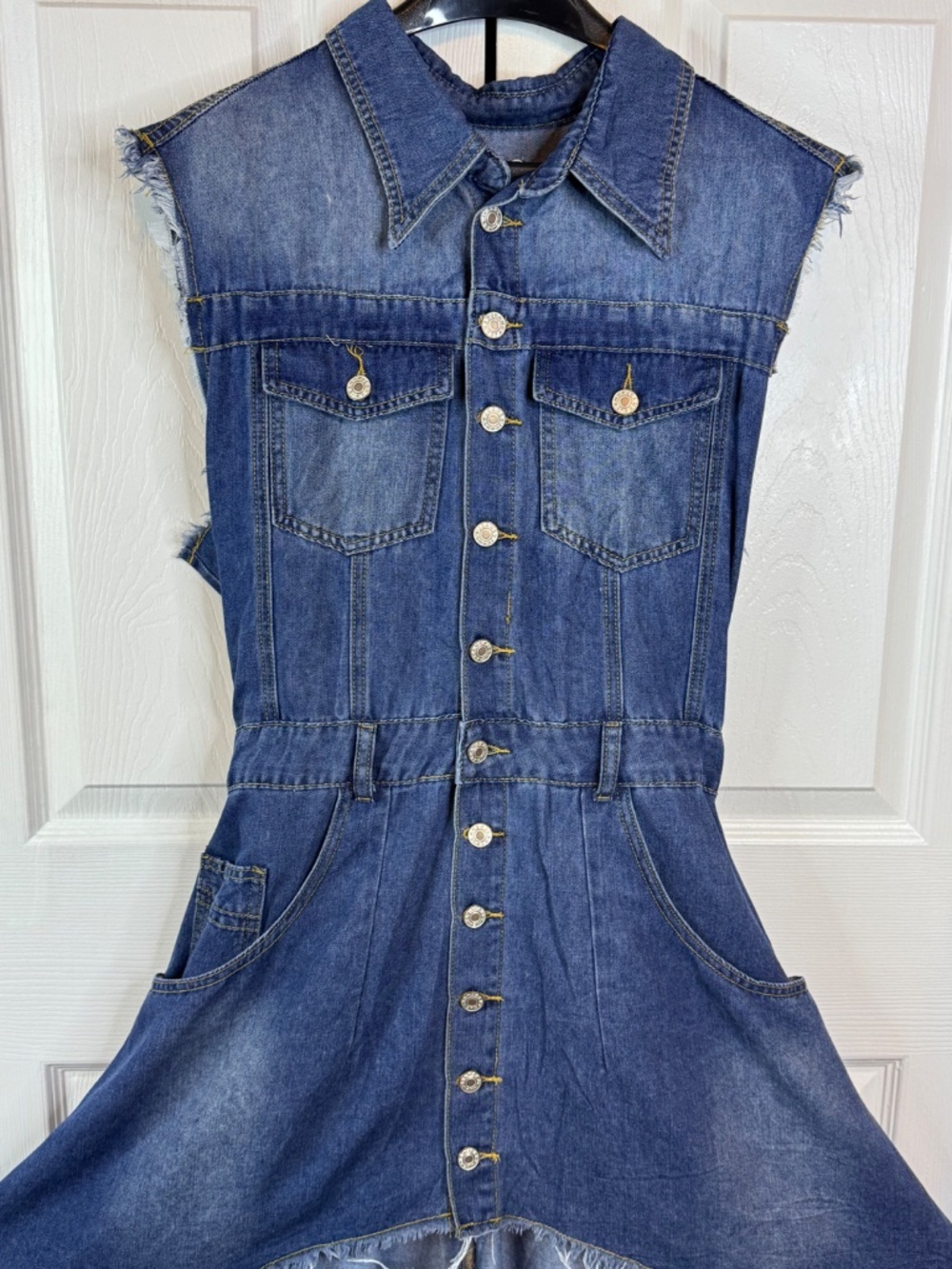 Dark Denim Mini Hi-Low Dress Size L - Picture 4 of 10